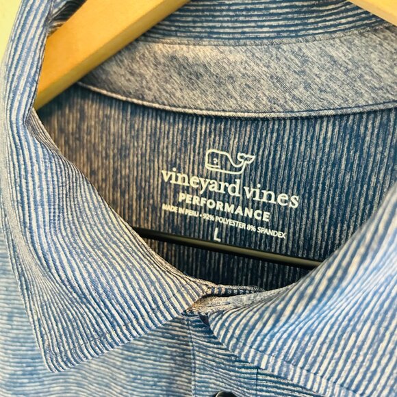 Vineyard Vines Performance Long Sleeve Polo Shirt Mens Size Large Blue Navy - Picture 2 of 8